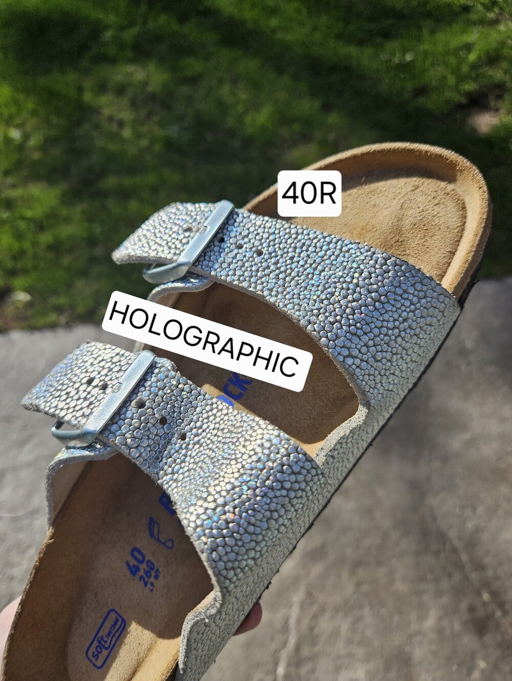Birkenstock Arizona Pebble Metallic Silver Leather 40 R